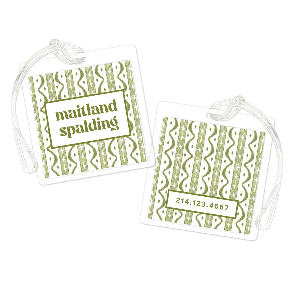 Ikat Green Bag Tag