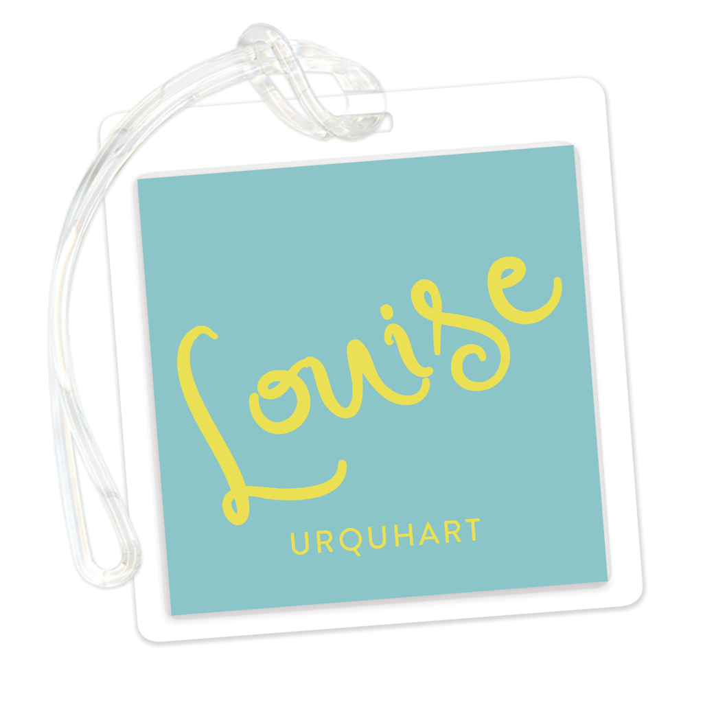 Large Script Name with Wavy Stripes Bag Tag