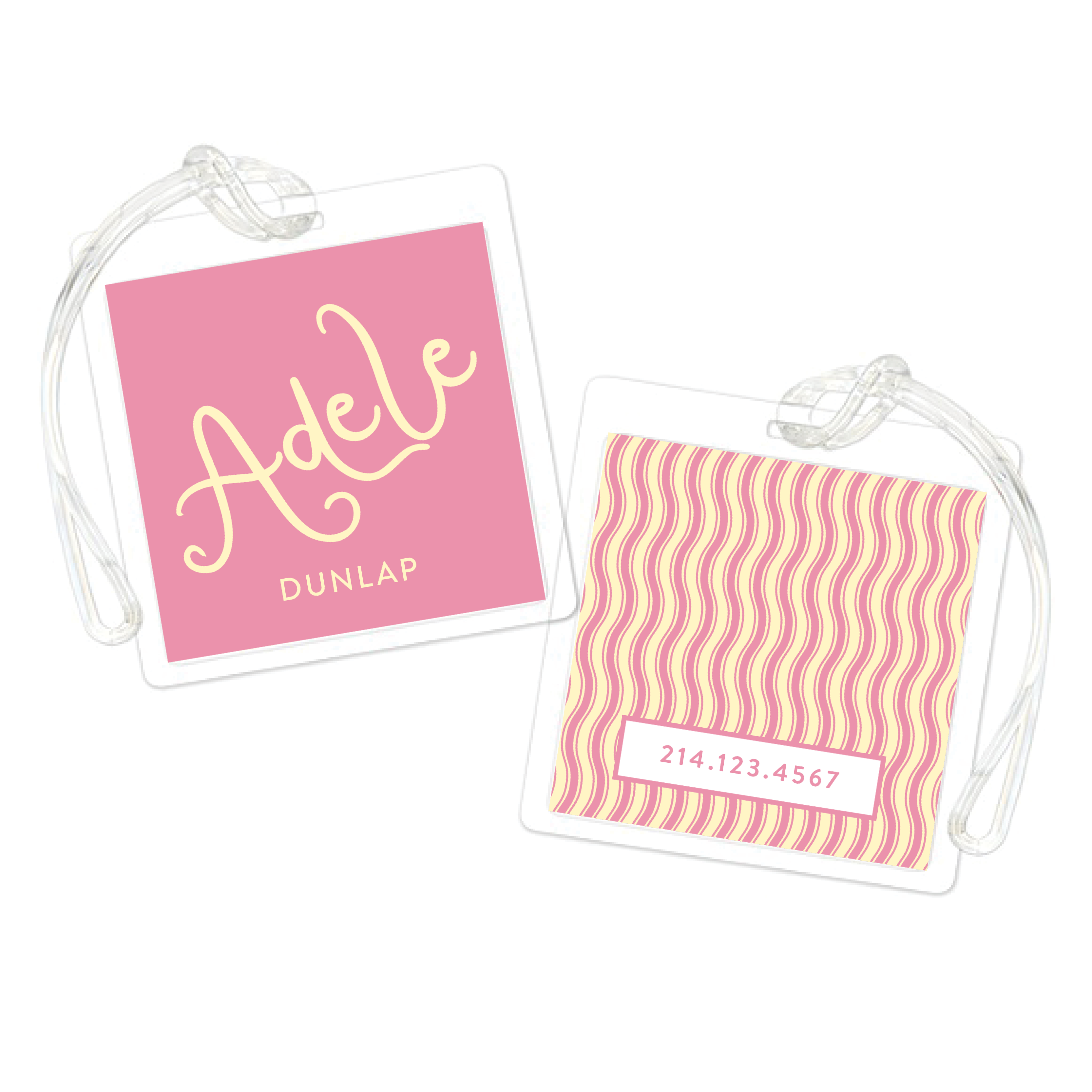 Large Script Name with Wavy Stripes Bag Tag