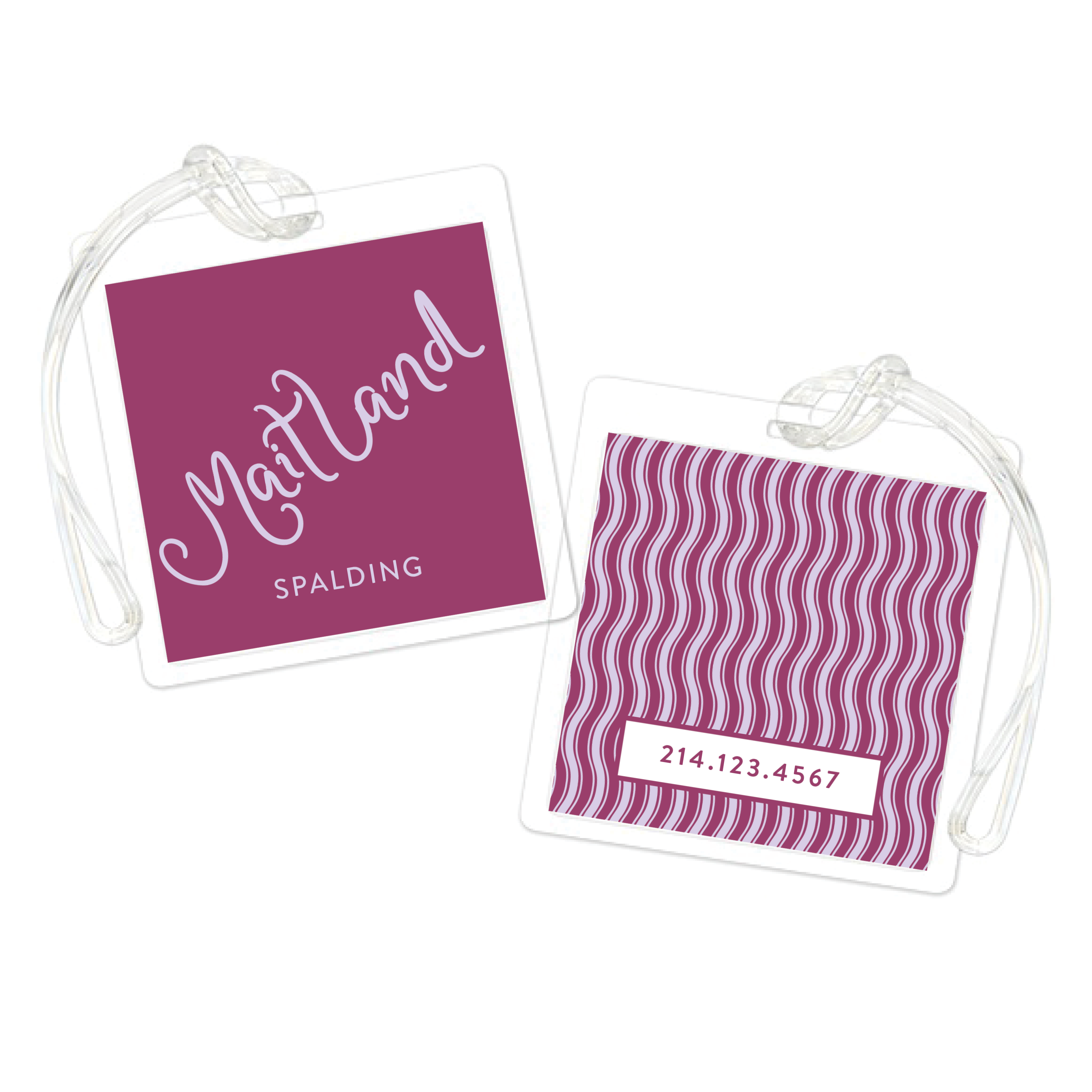 Large Script Name with Wavy Stripes Bag Tag