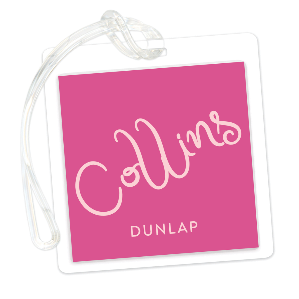 Large Script Name with Wavy Stripes Bag Tag