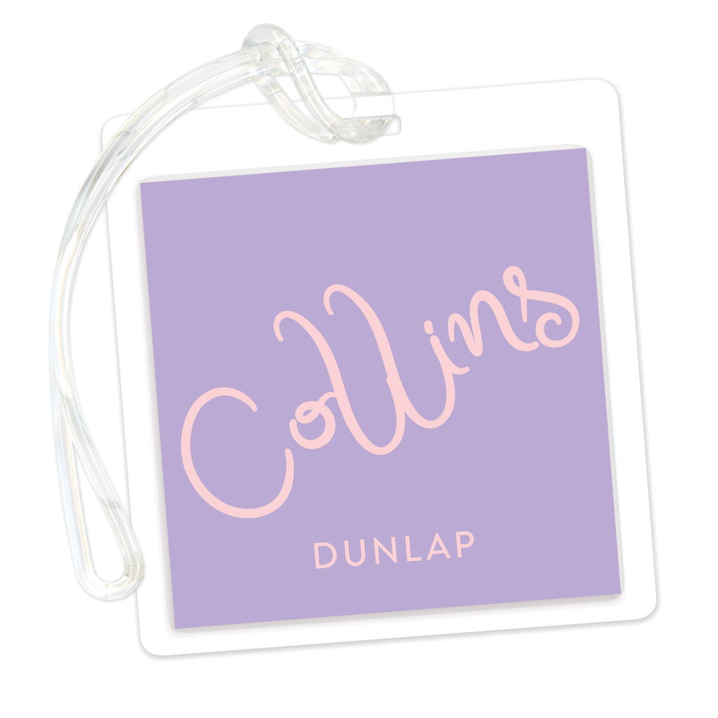 Large Script Name with Wavy Stripes Bag Tag
