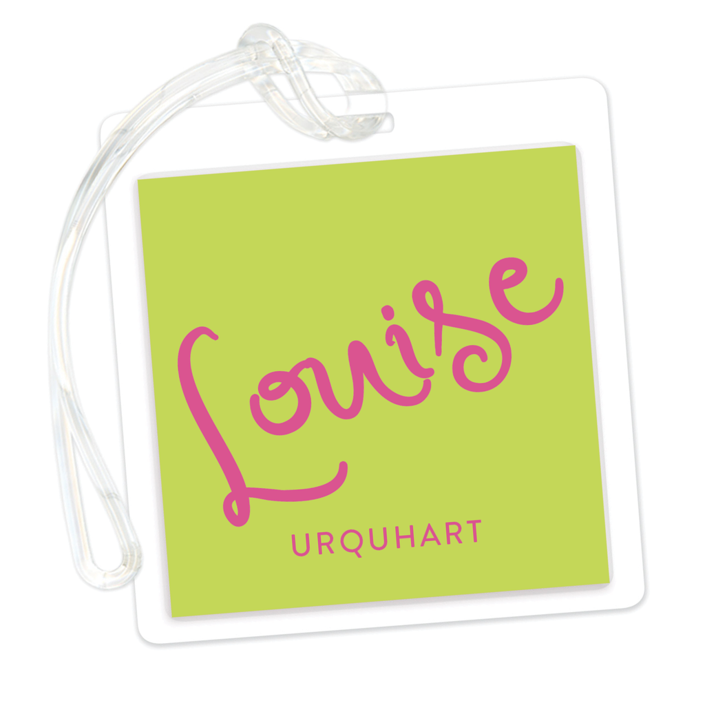 Large Script Name with Wavy Stripes Bag Tag