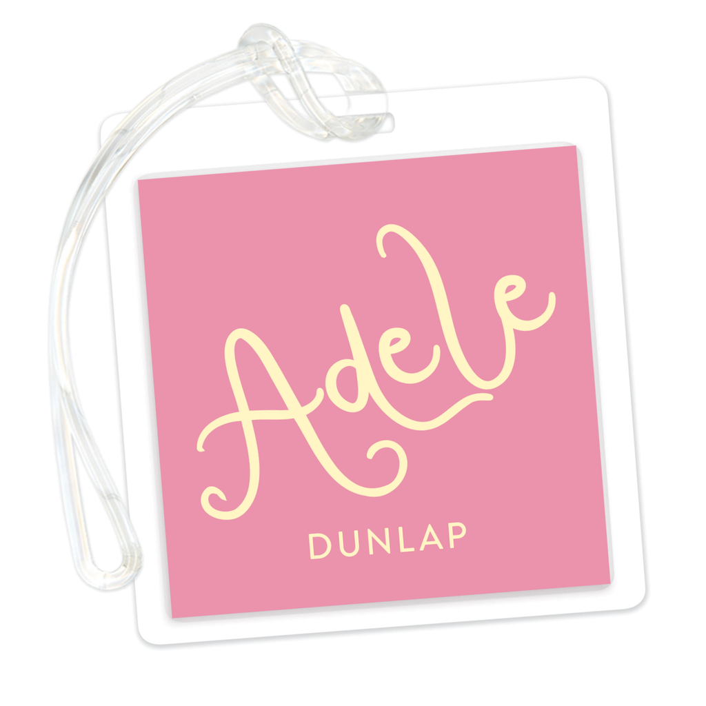 Large Script Name with Wavy Stripes Bag Tag