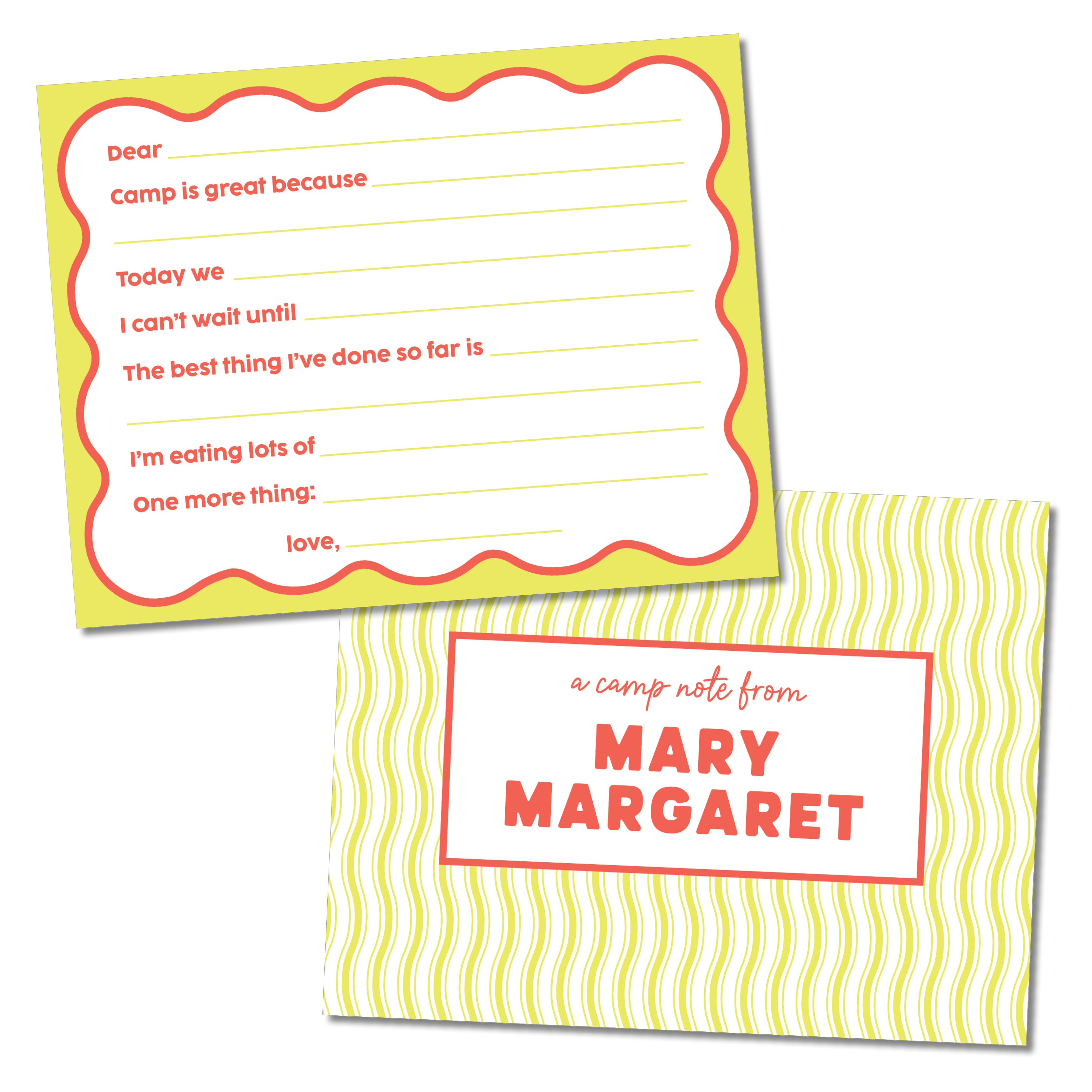 Fill In The Blanks Camp Stationery - Girl