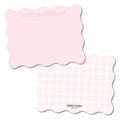 Pink Plaid Scallops Wavy Stationery