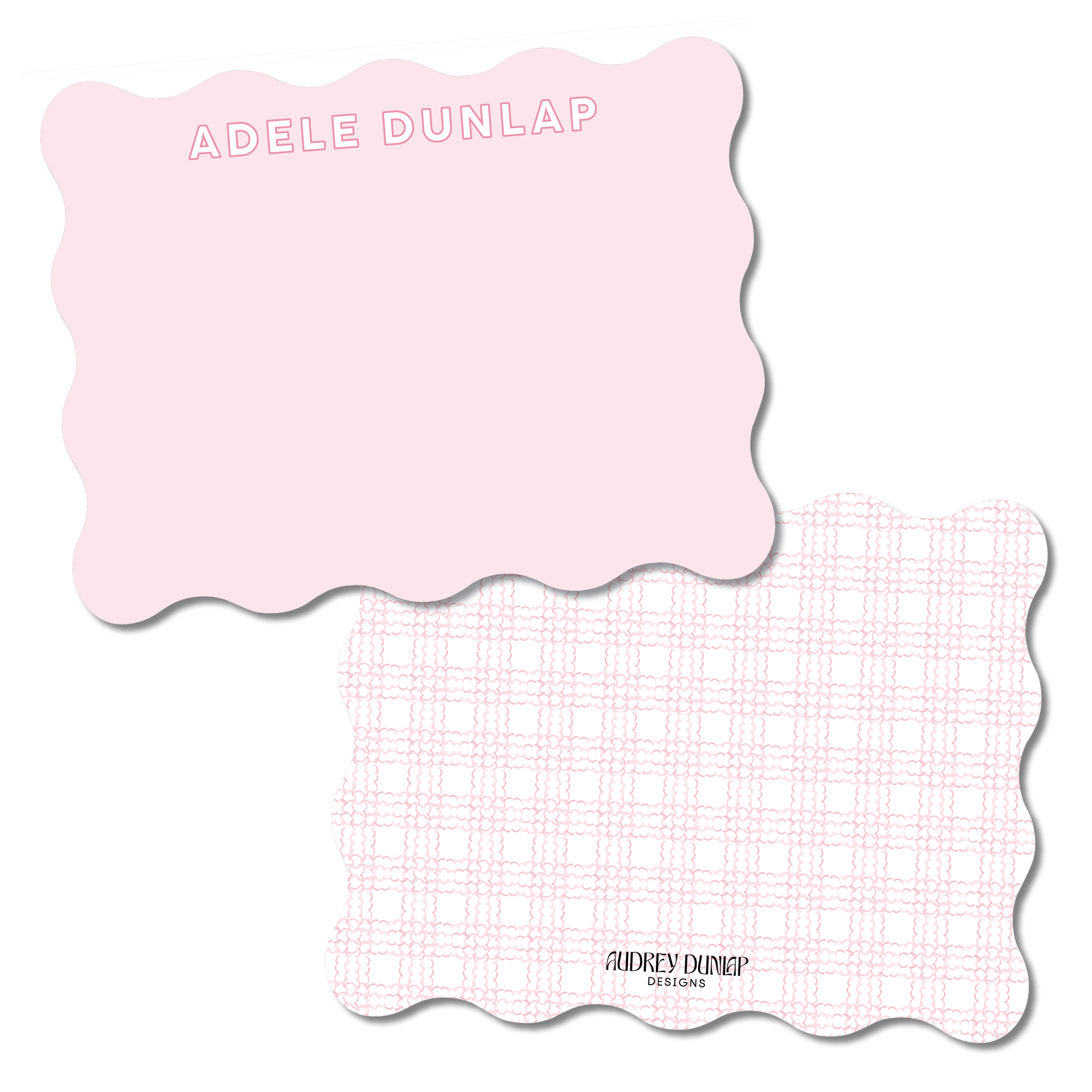 Pink Plaid Scallops Wavy Stationery