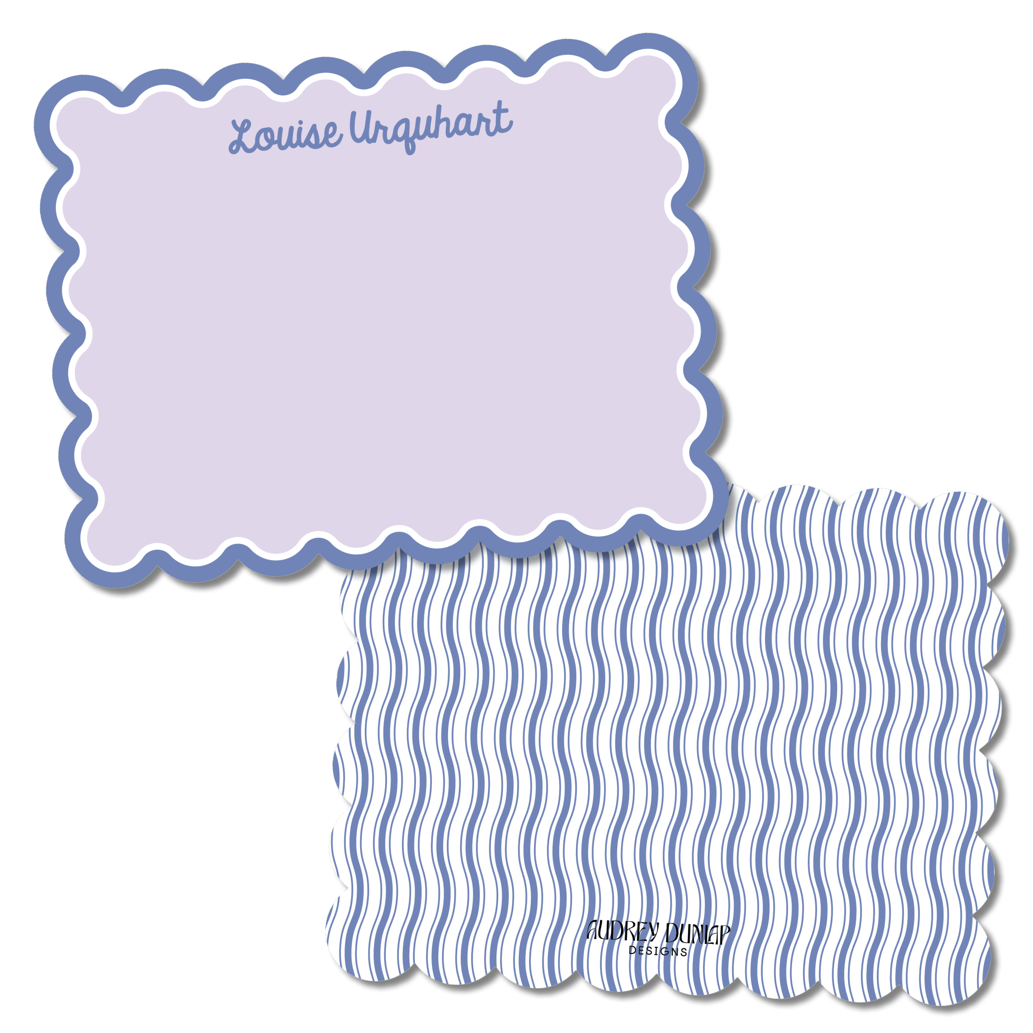 Double Border Script Scalloped Stationery