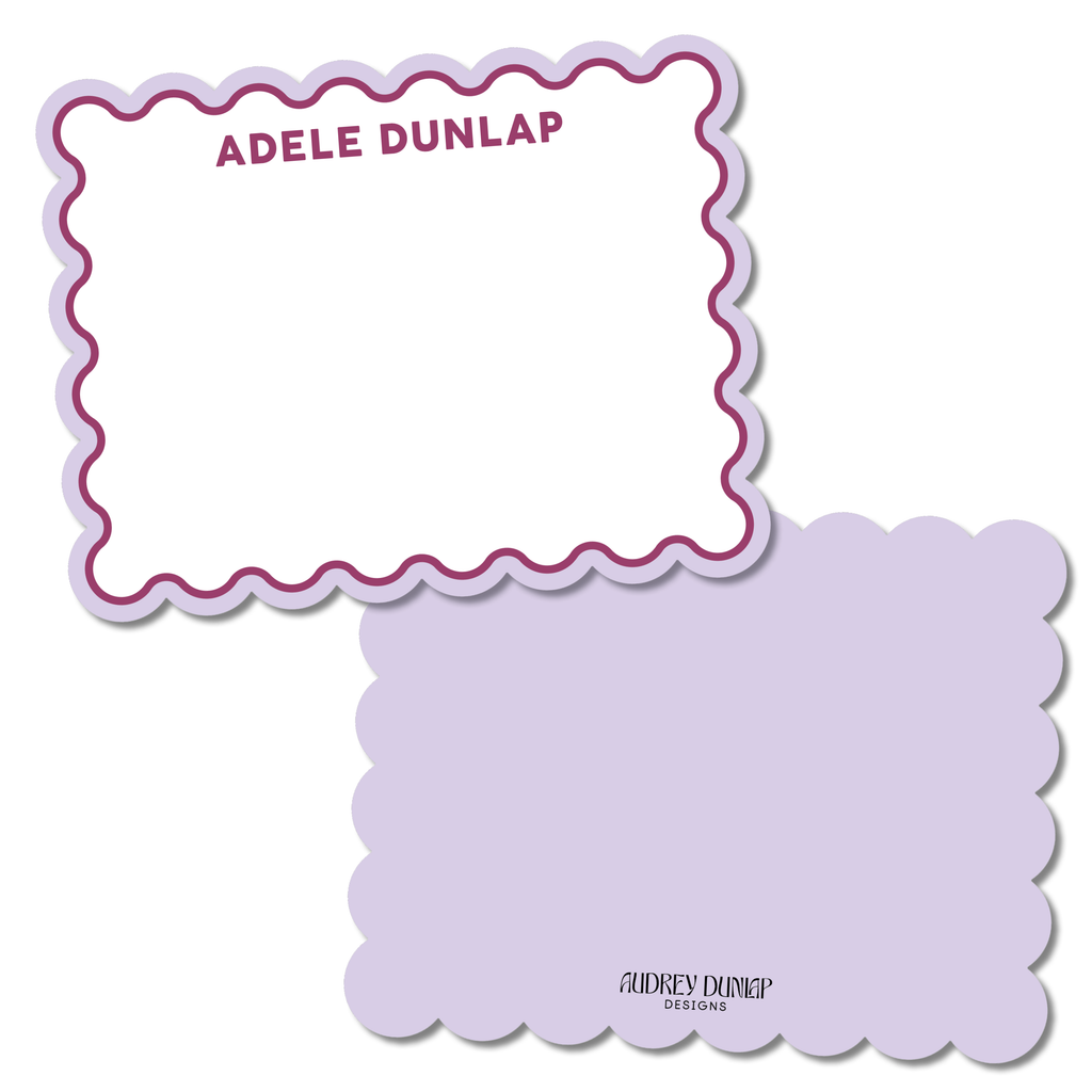 Double Border Block Print Scalloped Stationery