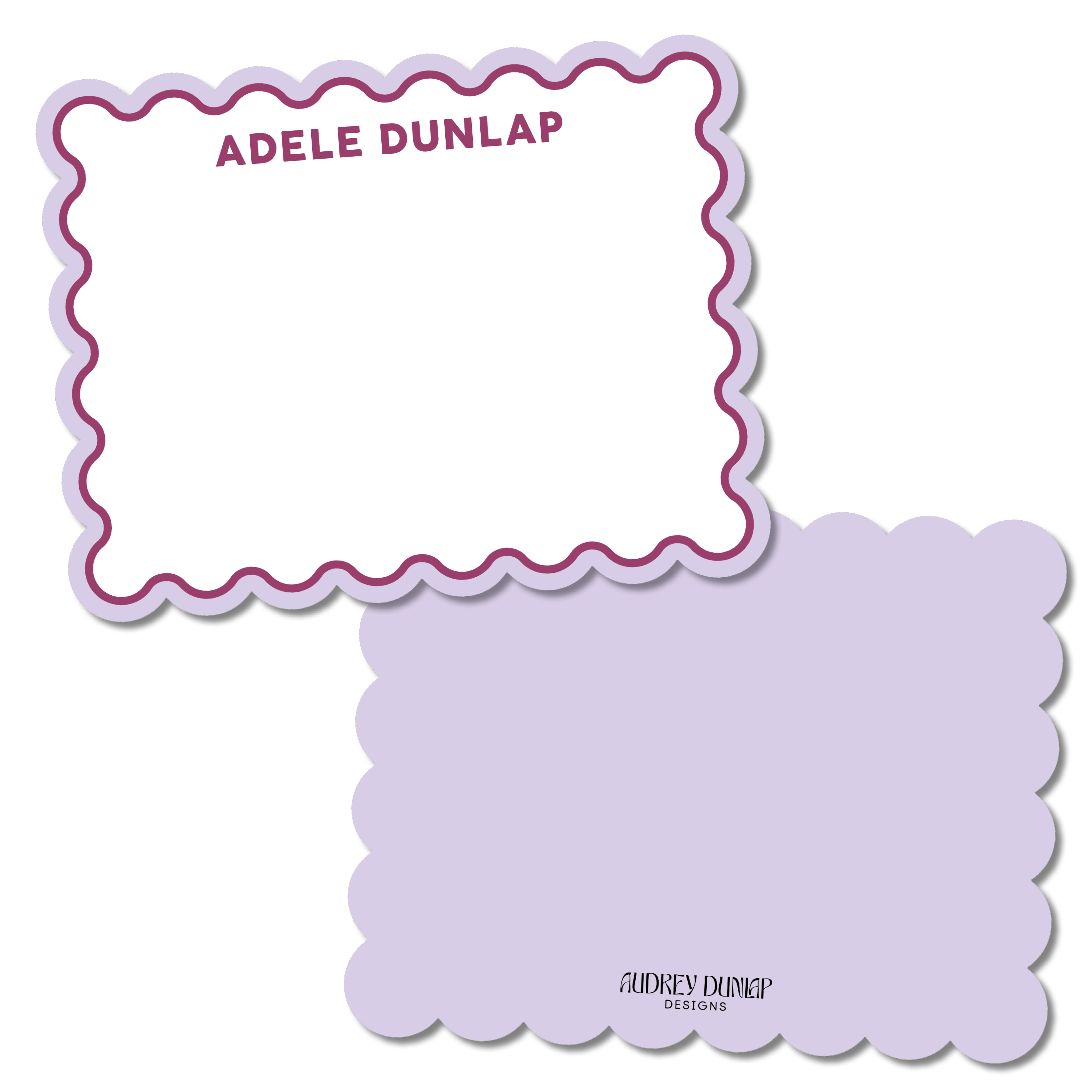 Double Border Block Print Scalloped Stationery