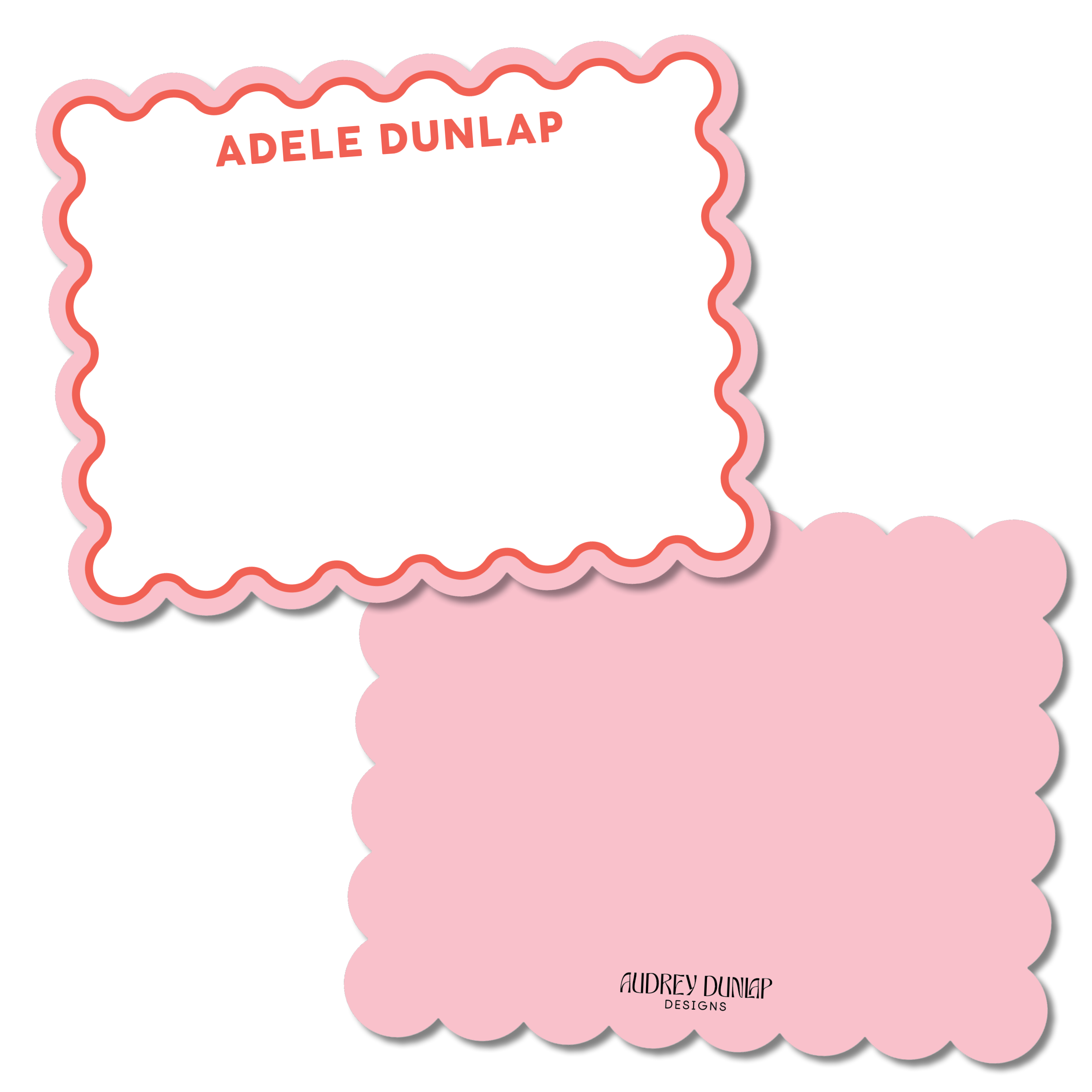 Double Border Block Print Scalloped Stationery