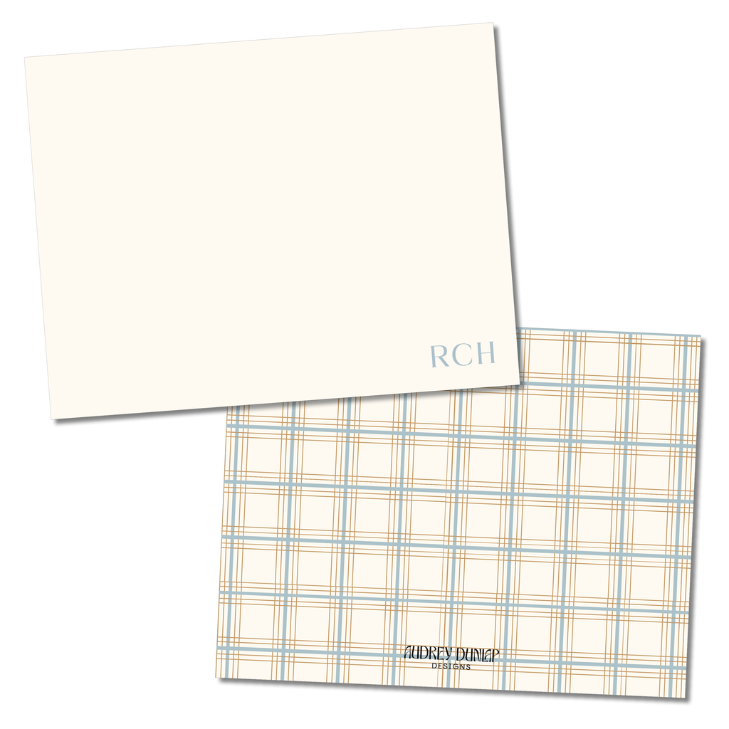 Plaid Boys Initials Stationery