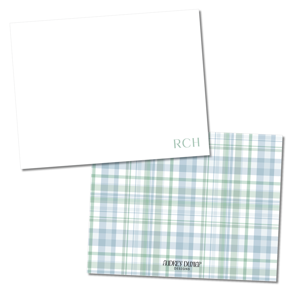 Plaid Boys Initials Stationery