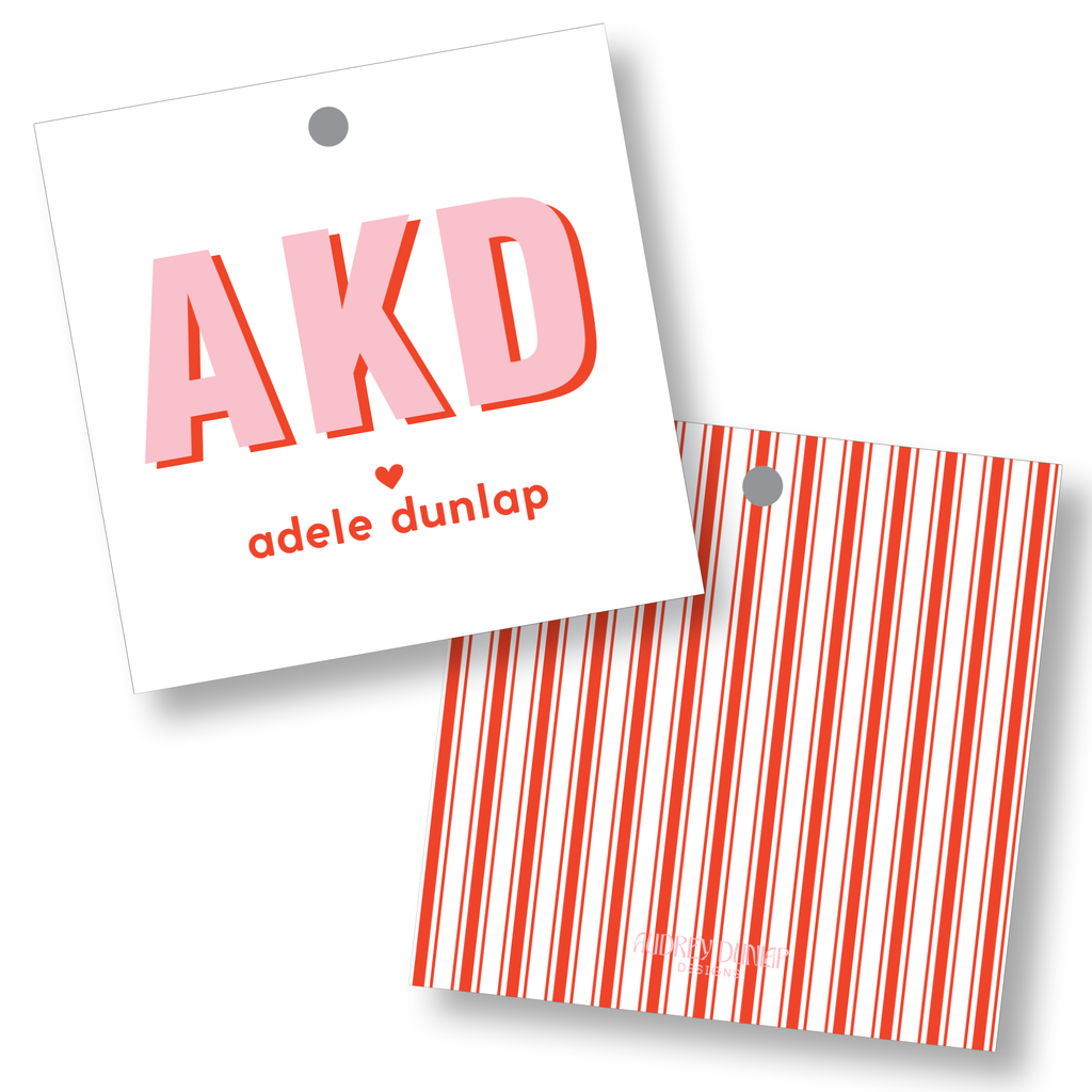 Block Shadow Initials Square Tag