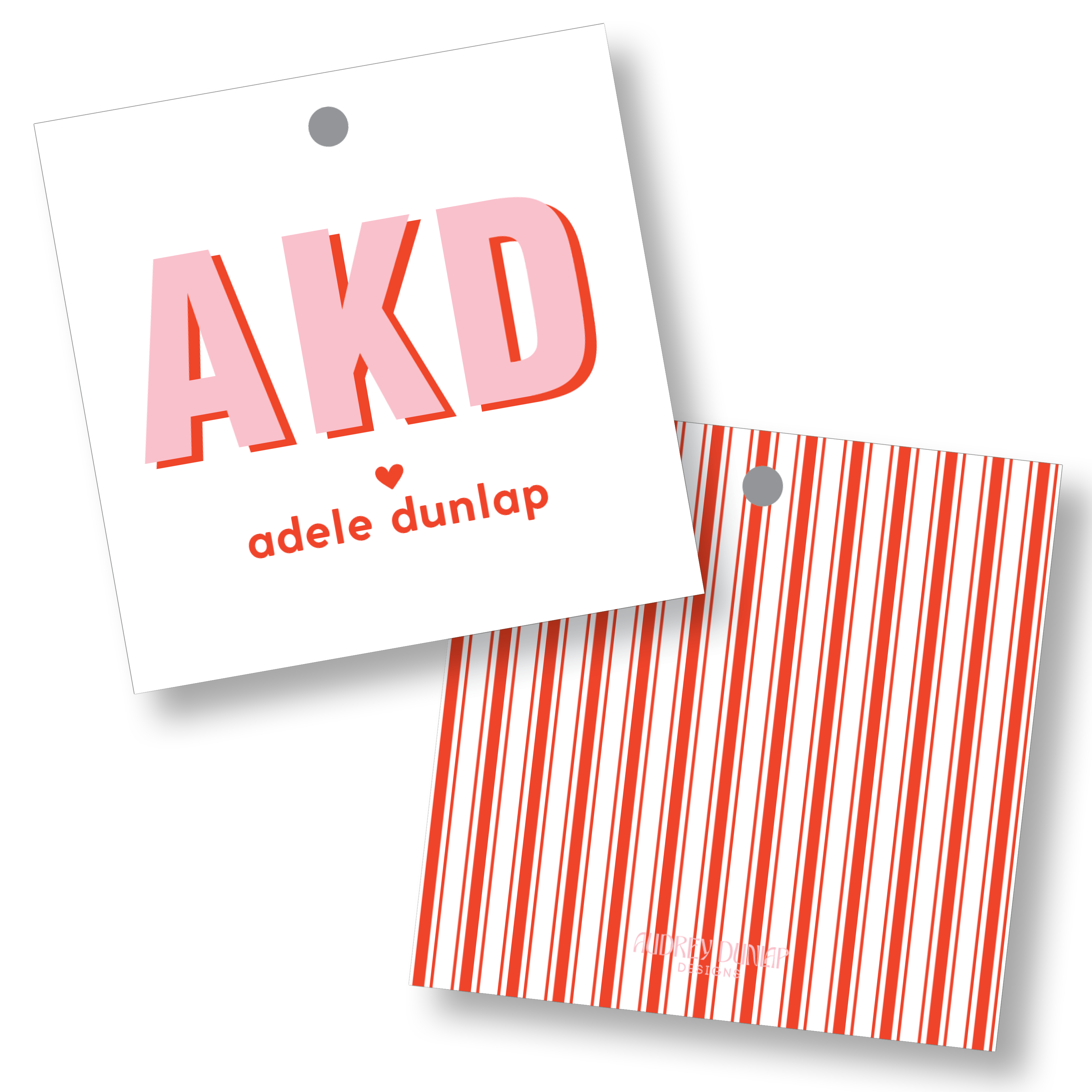 Block Shadow Initials Square Tag