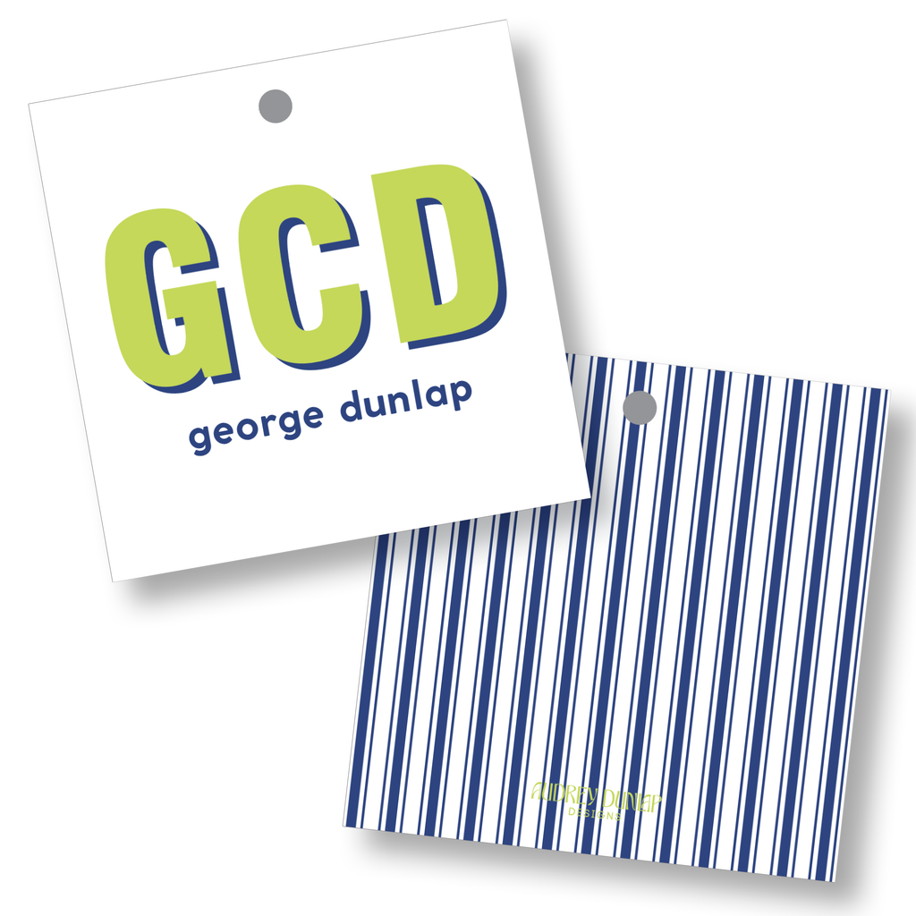 Block Shadow Initials Square Tag