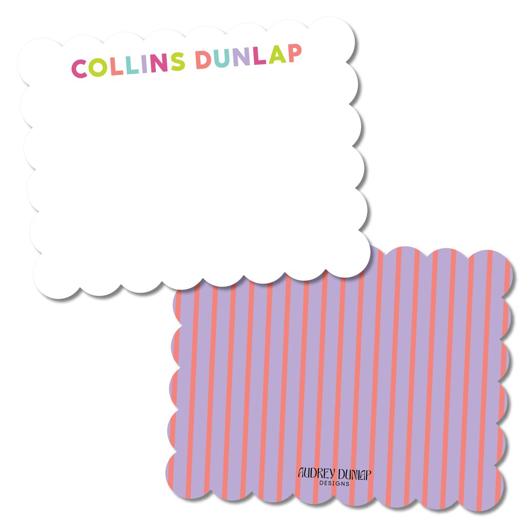 Multicolor Striped Scalloped Stationery