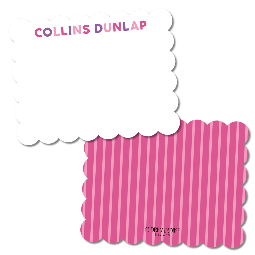 Multicolor Striped Scalloped Stationery