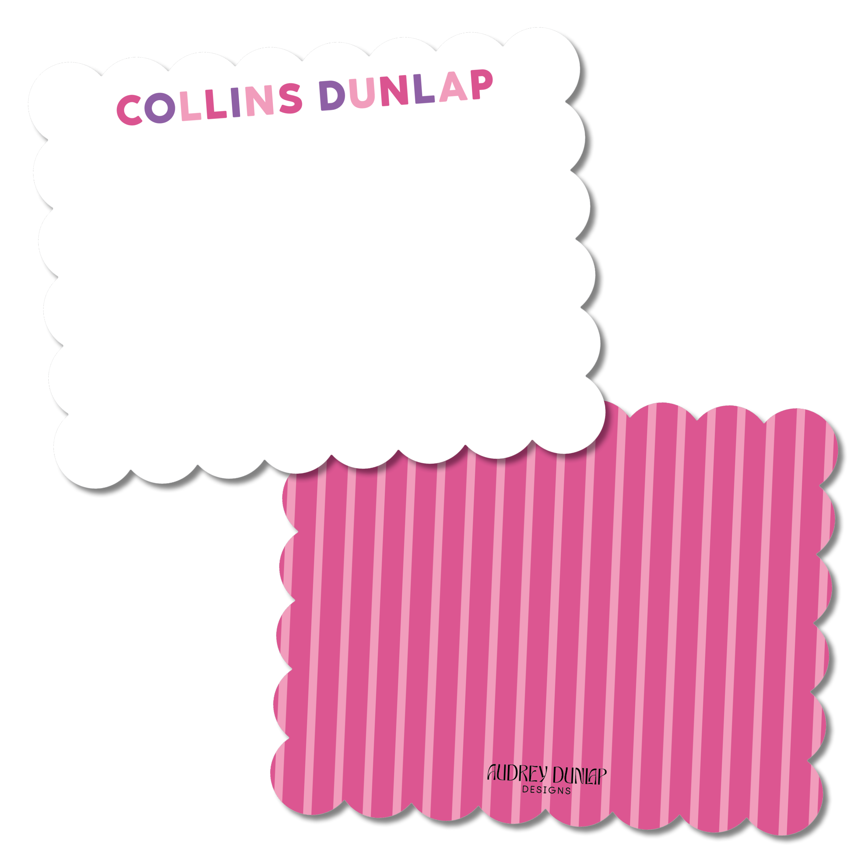 Multicolor Striped Scalloped Stationery