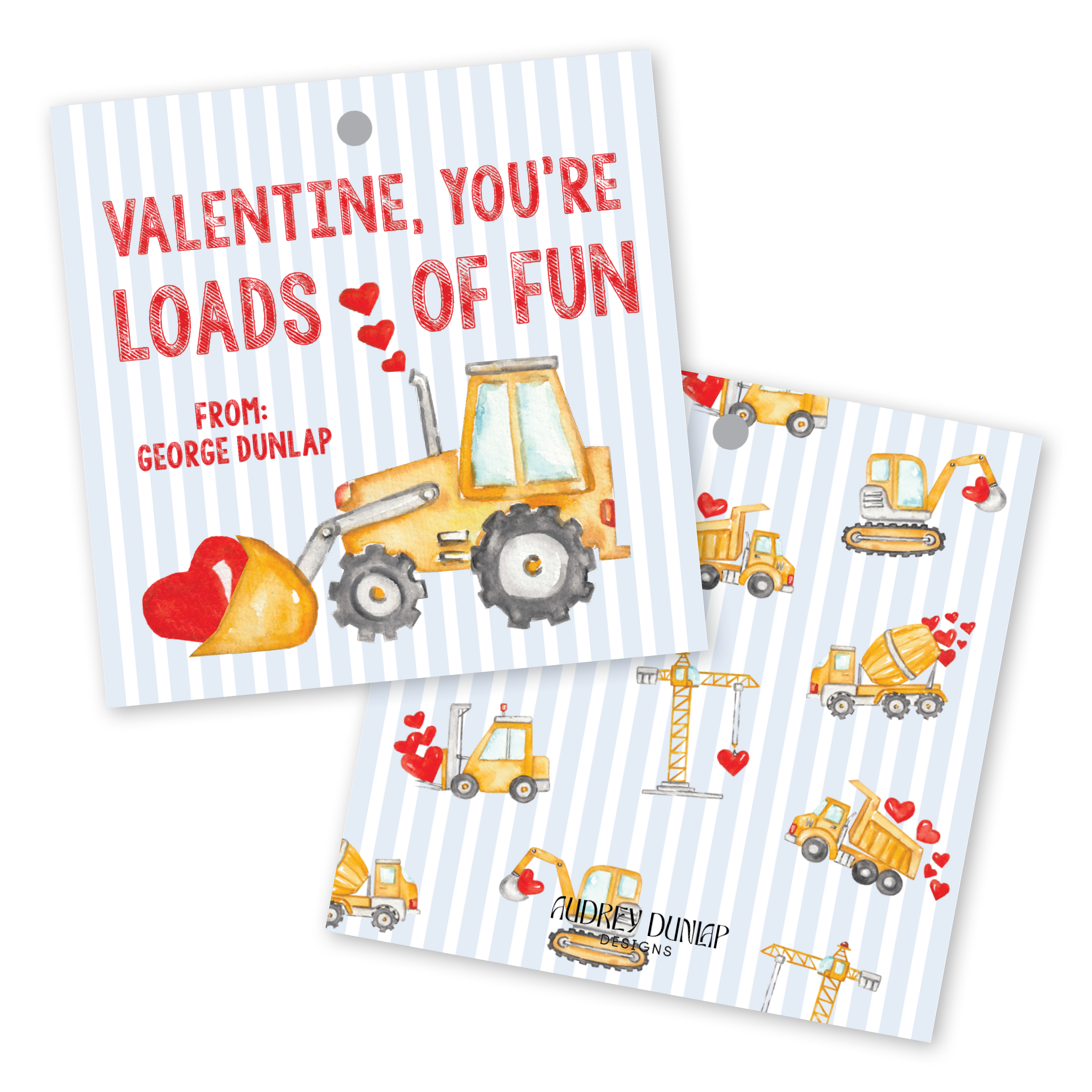 Construction Trucks Valentines