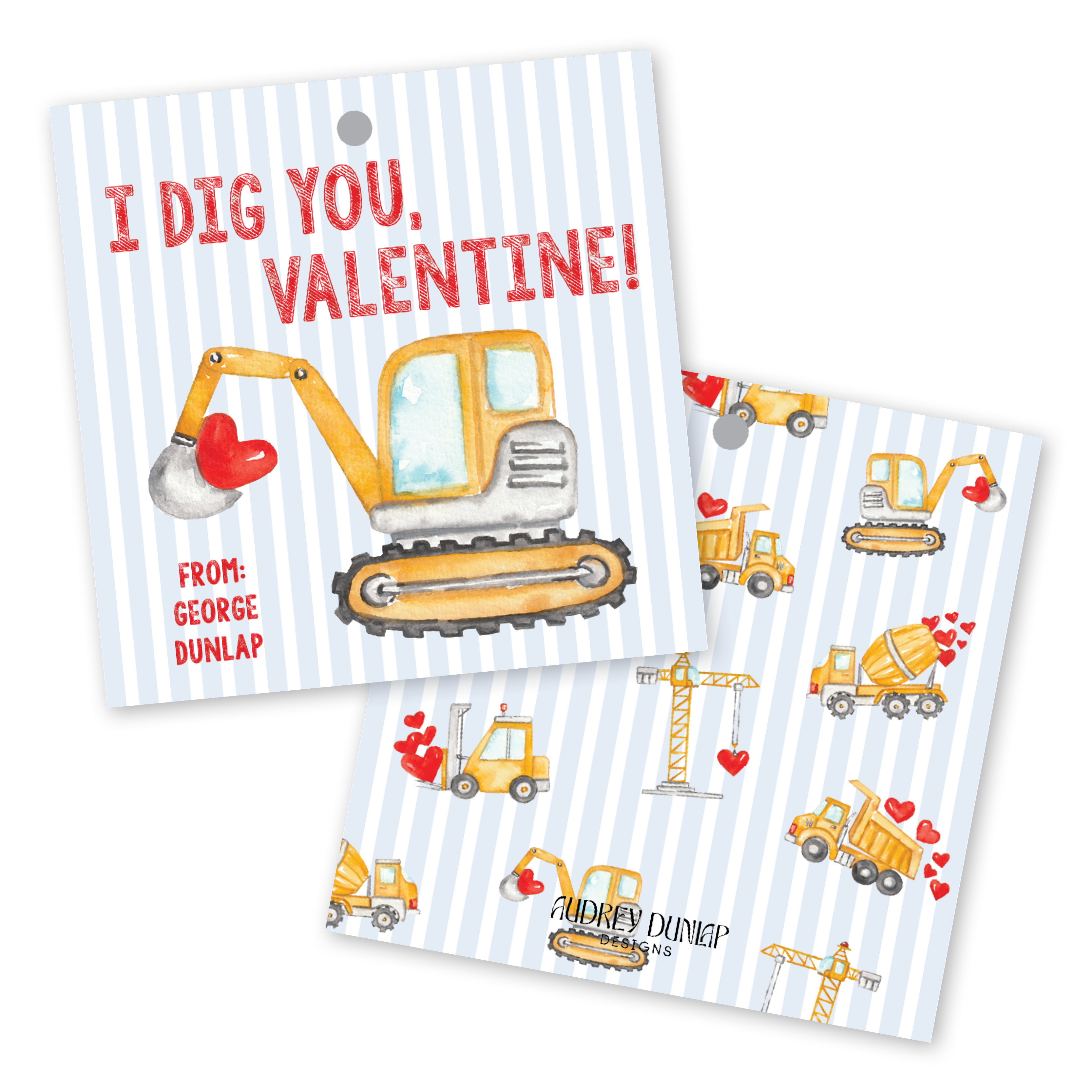 Construction Trucks Valentines