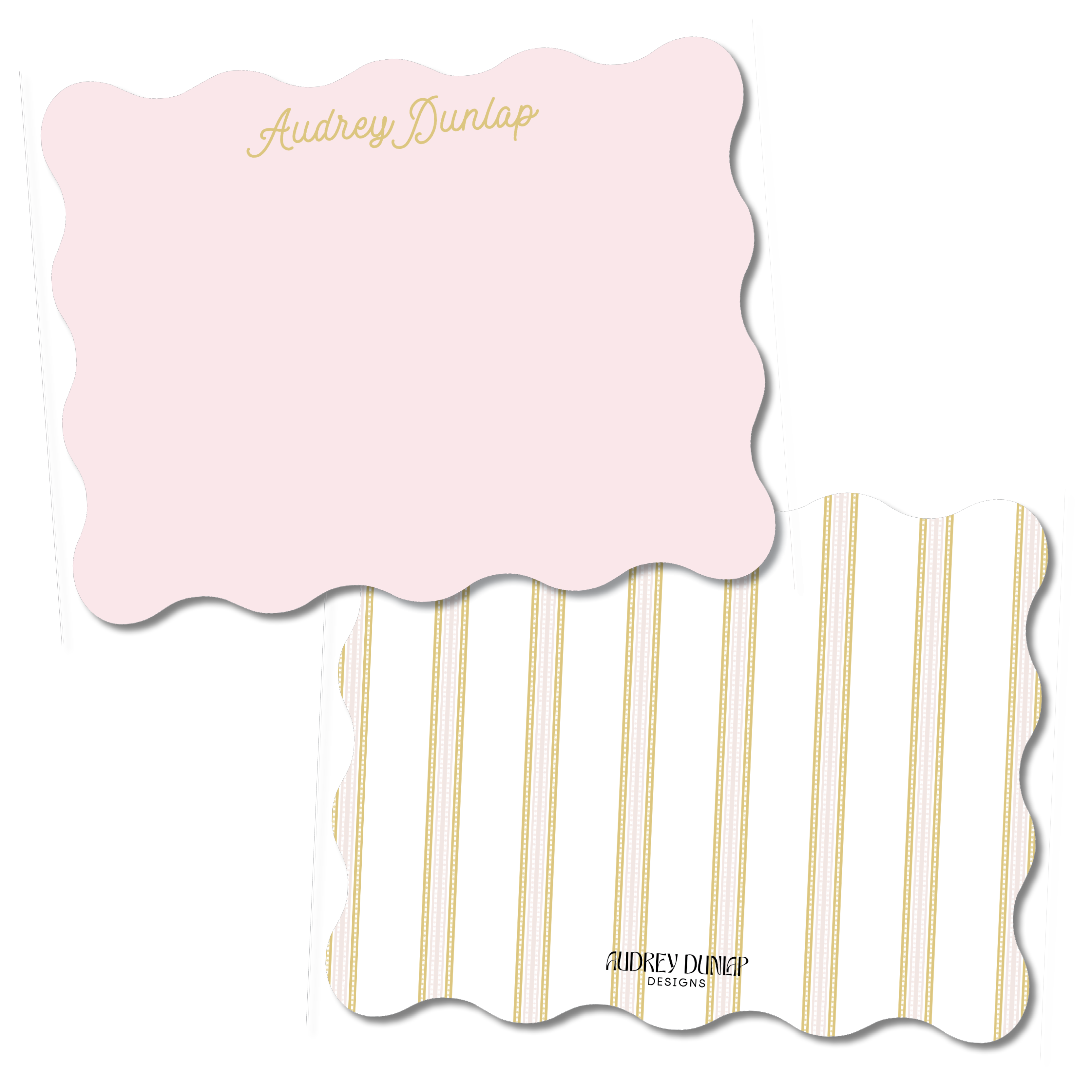 Pink & Gold Stripes Wavy Stationery