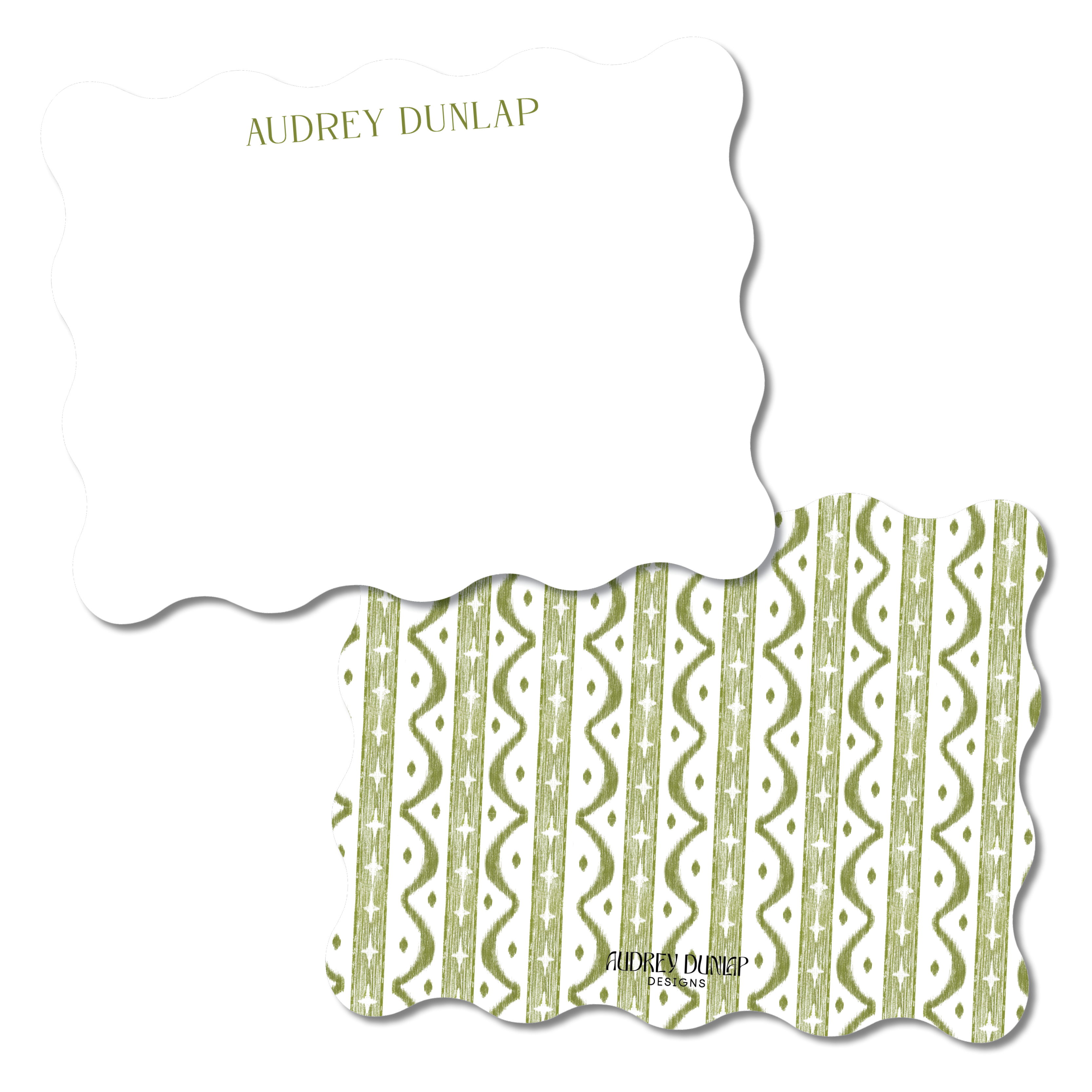 Green Ikat Wavy Stationery