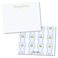 Blue Wavy Flowers Stationery
