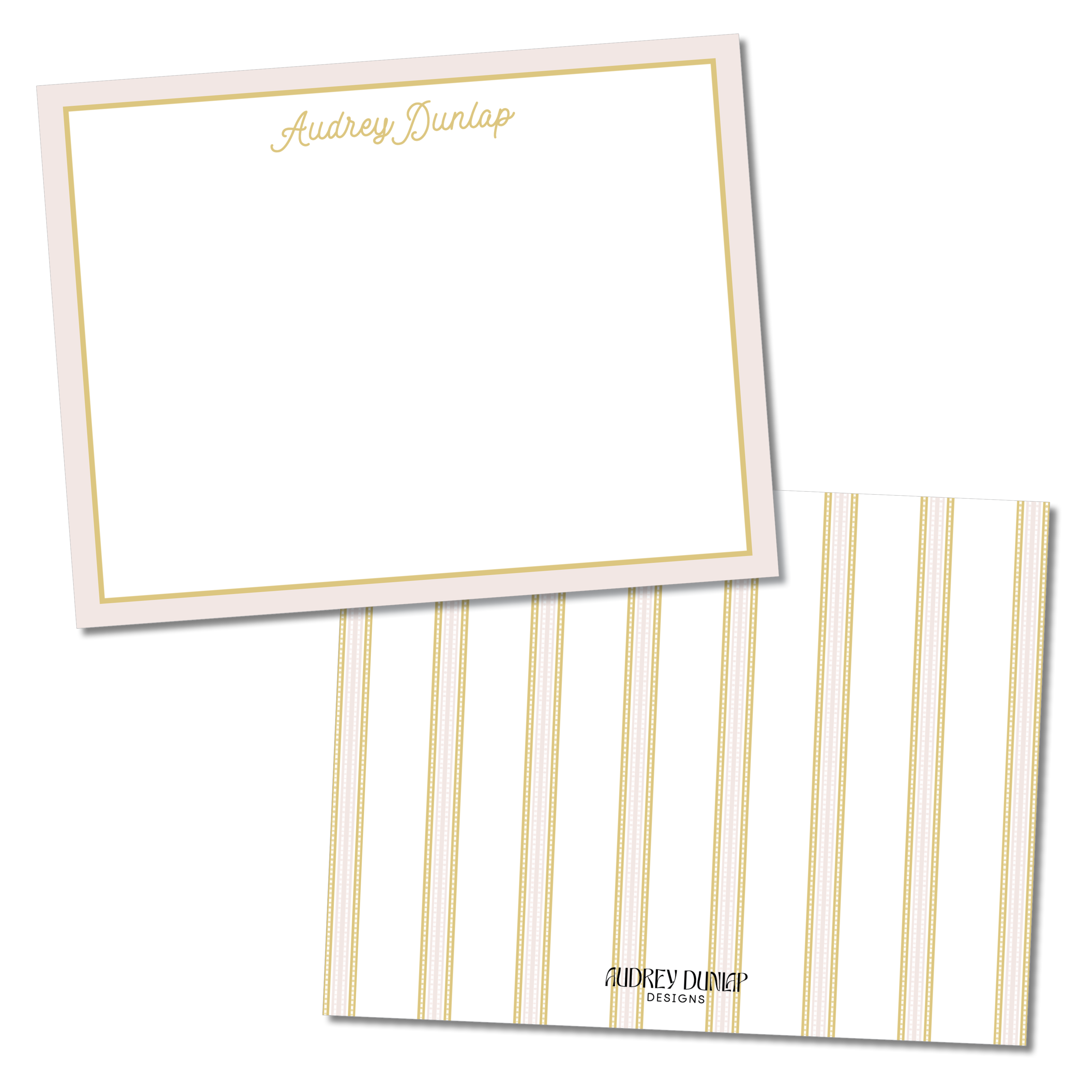 Pink & Gold Striped Stationery
